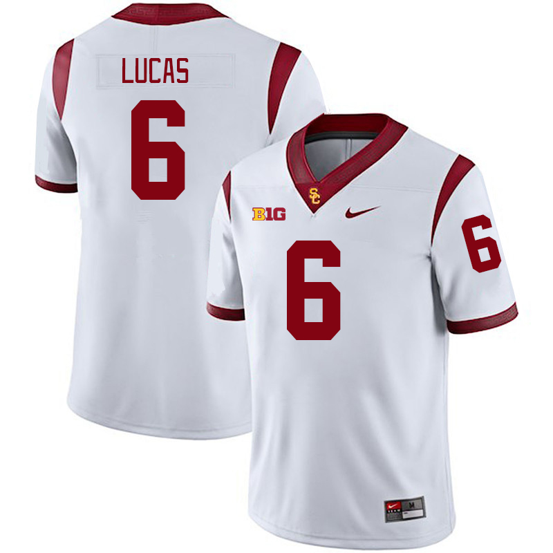 USC Trojans #6 Anthony Lucas Big 10 Conference College Football Jerseys Stitched Sale-White